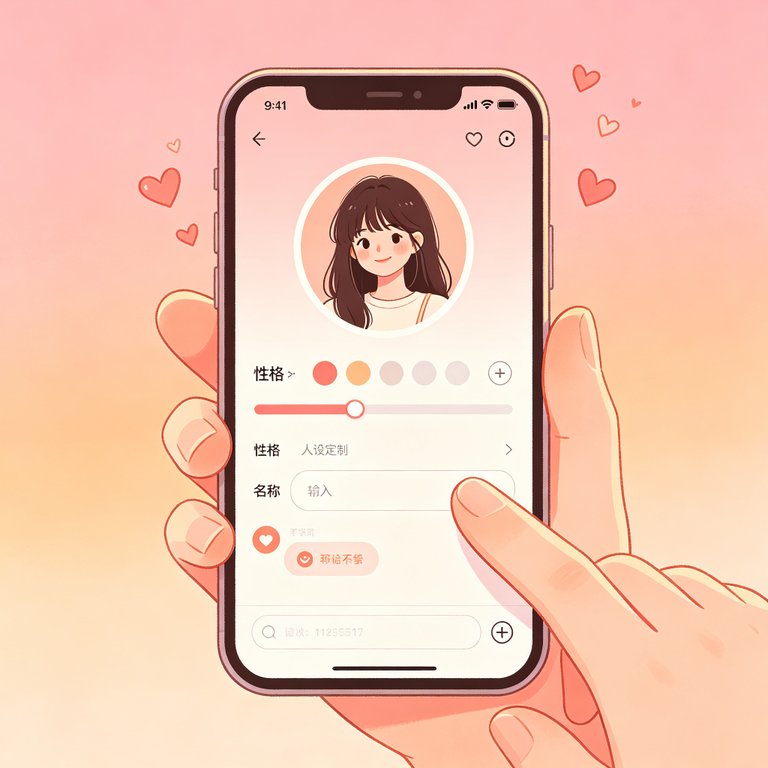 viggleai 人设定制插画：手机上定制AI人设的性格、昵称与聊天风格